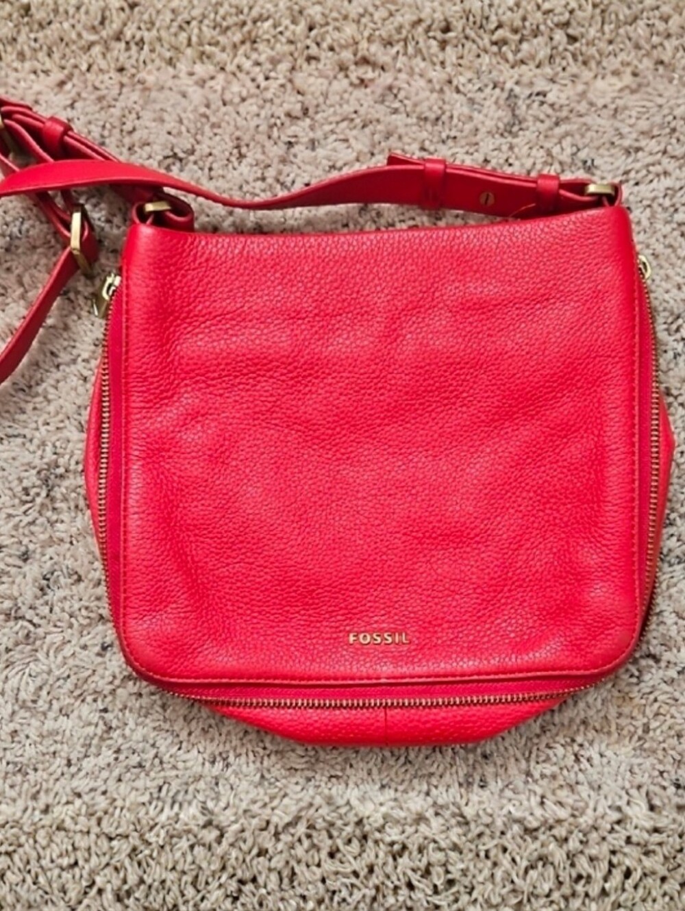 FOSSIL RUBY WINE RED PRESTON SOFT LEATHER CROSSBODY,HAND SHOULDER BAG